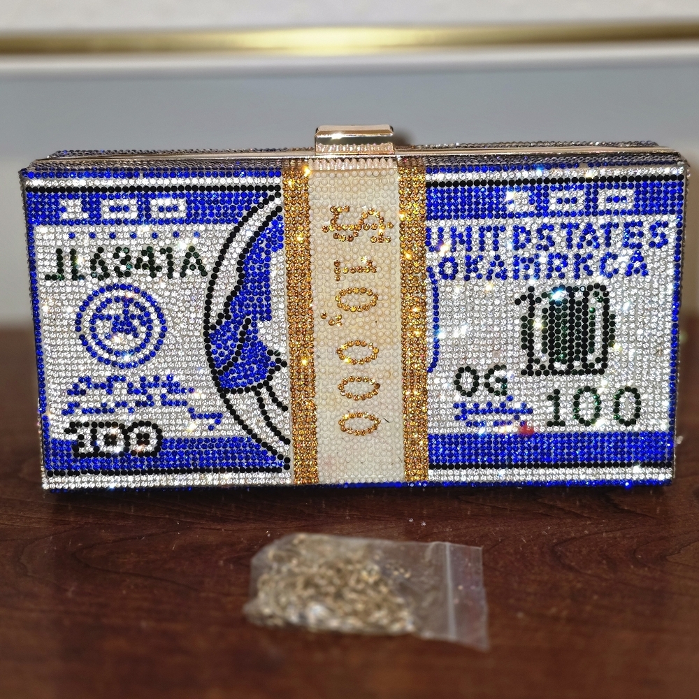 Crystal Embellished Money Clutch